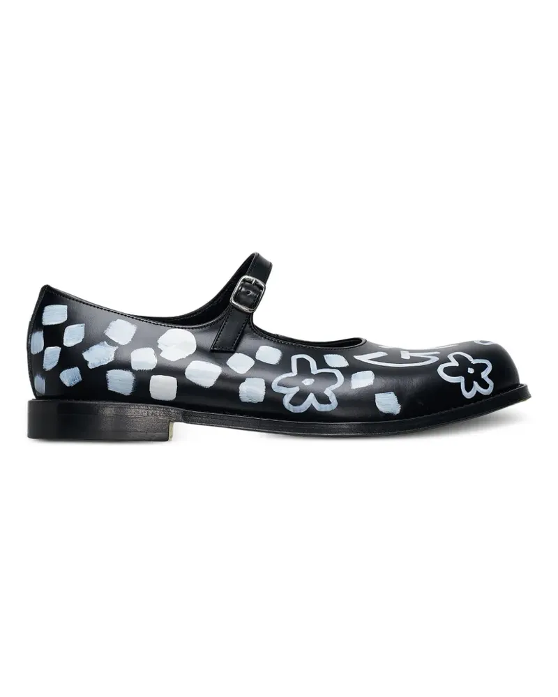 Comme des Garçons Mary Janes mit Graffiti-Print - Schwarz Schwarz