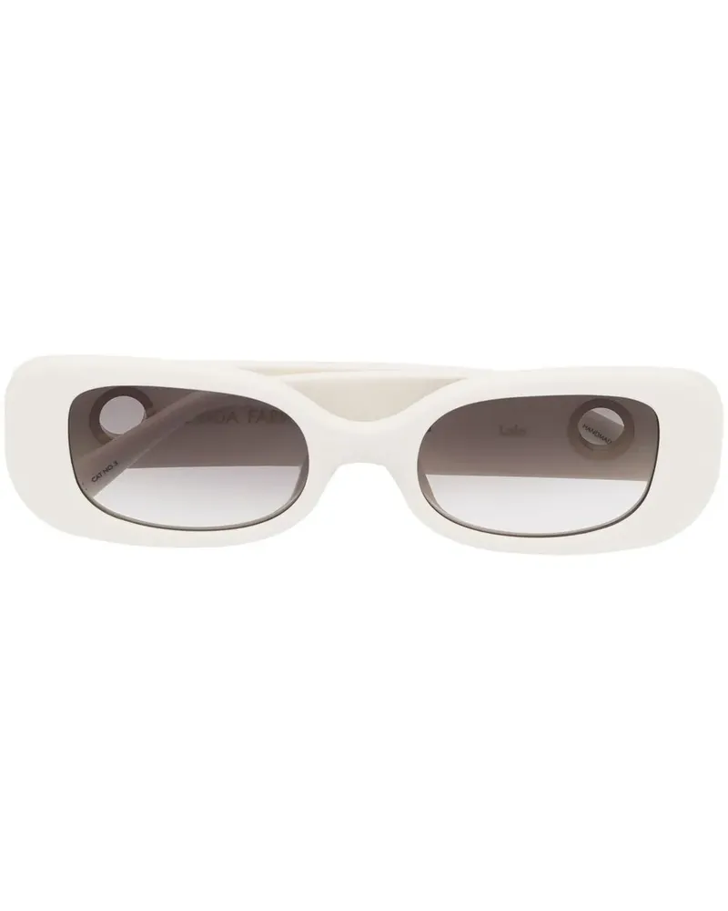 Linda Farrow Ovale Sonnenbrille mit Glitter-Effekt - Weiß Weiß