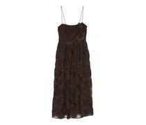 Spitzen-Midikleid mit Blumenapplikation - Braun