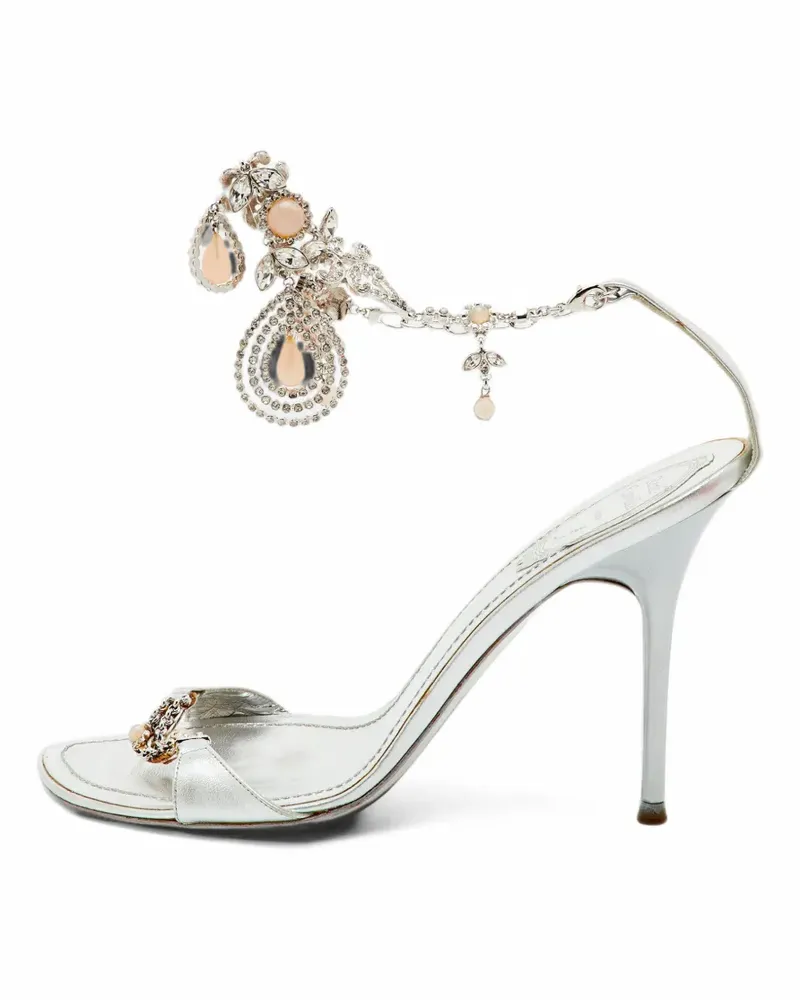 René Caovilla Sandalen mit Kristallen - Silber Silber