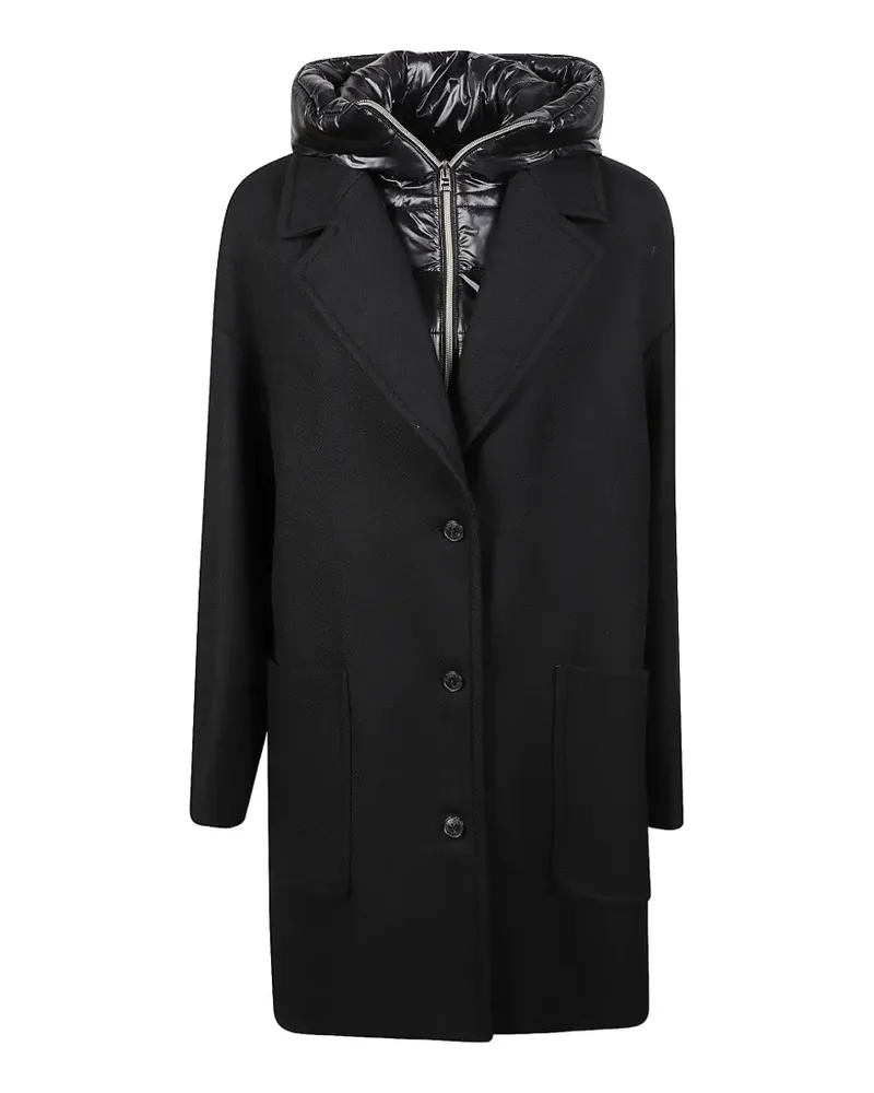 Herno Kapuzenmantel im Layering-Look - Schwarz Schwarz