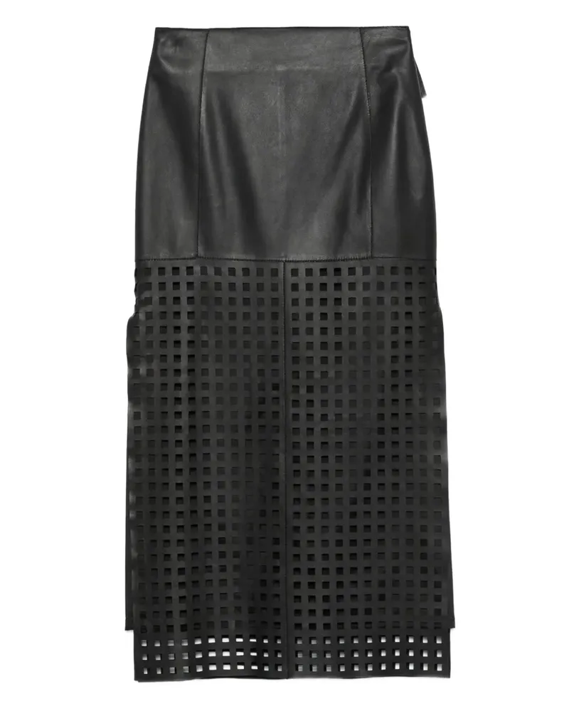 Emporio Armani Lederrock mit Cut-Outs - Schwarz Schwarz