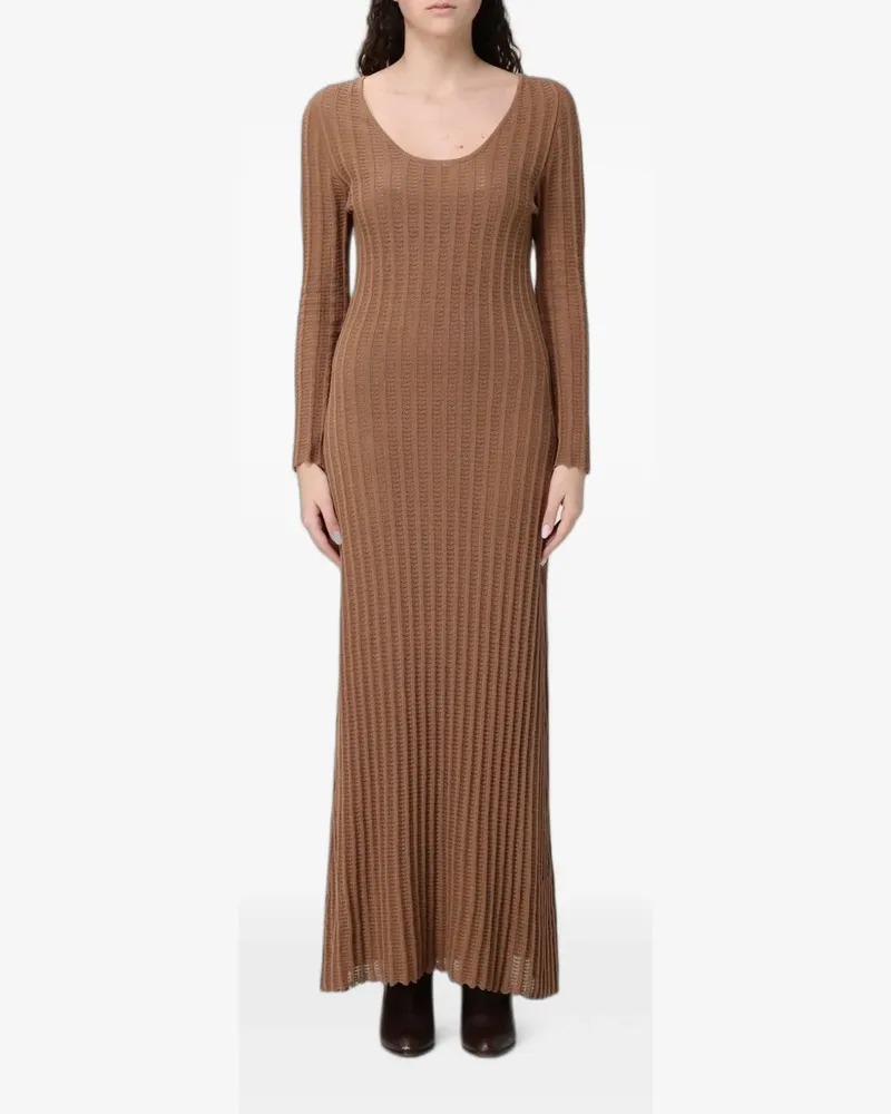 Fabiana Filippi ribbed-knit cotton maxi dress - Braun Braun