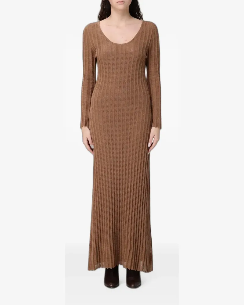 Fabiana Filippi ribbed-knit cotton maxi dress - Braun Braun