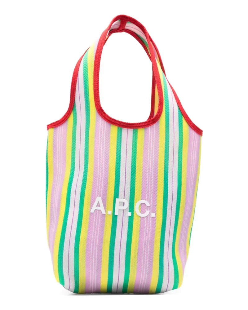 A.P.C. striped logo tote bag - Rosa Rosa