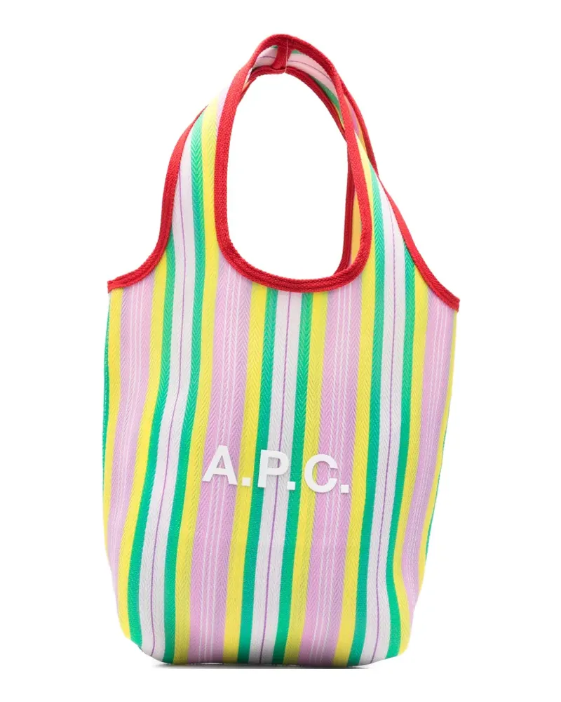A.P.C. striped logo tote bag - Rosa Rosa