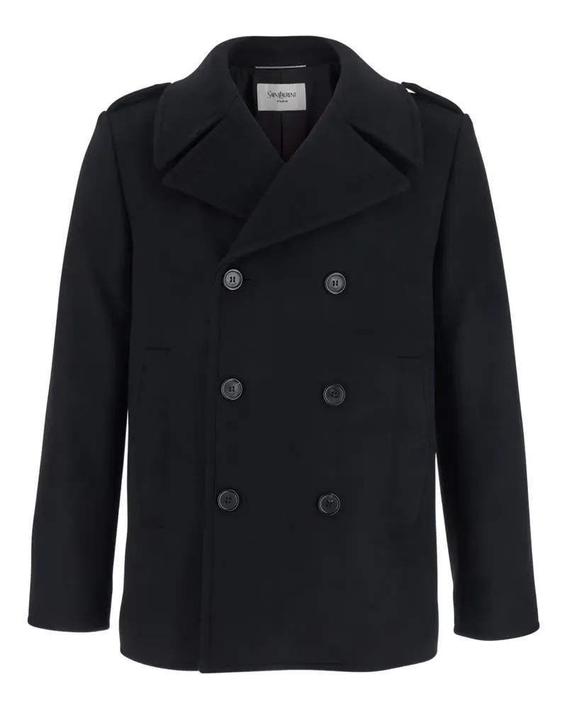 Saint Laurent double-breasted notch lapels coat - Schwarz Schwarz