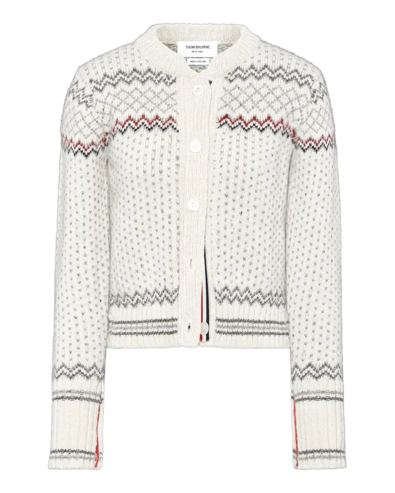 Thom Browne Fairisle Donegal Cropped-Cardigan - Weiß Weiß