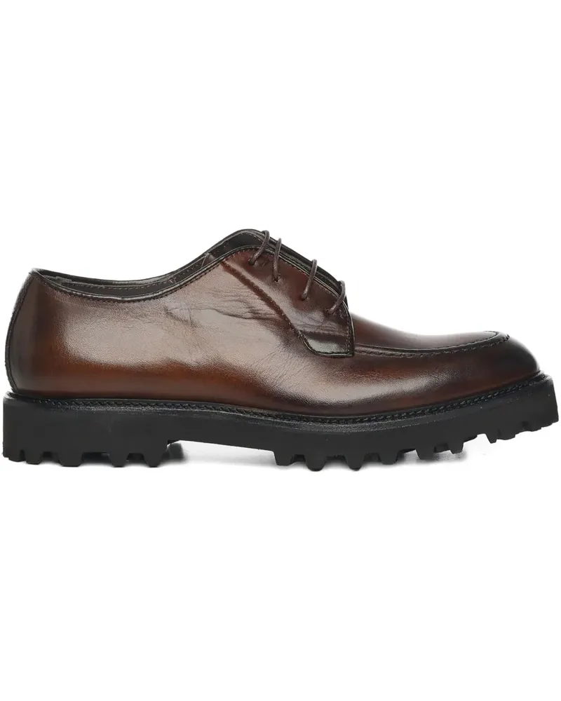 Giuliano Galiano round-toe leather derby shoes - Braun Braun