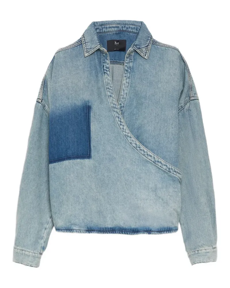 3x1 Melanie wrap-effect denim shirt - Blau Blau
