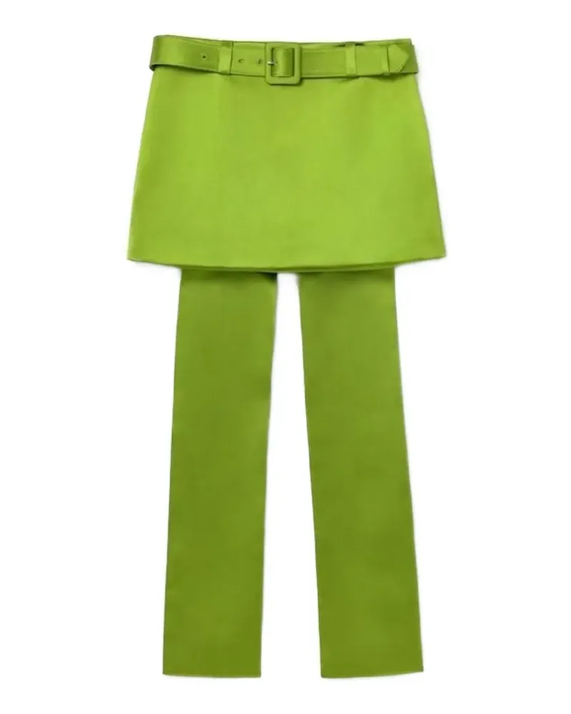 Self-Portrait belted skirt-overlay trousers - Grün Grün