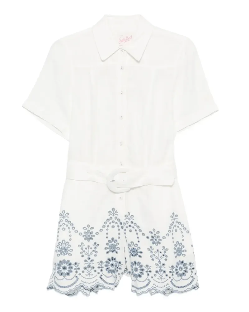 MC2 Saint Barth embroidered belted playsuit - Weiß Weiß