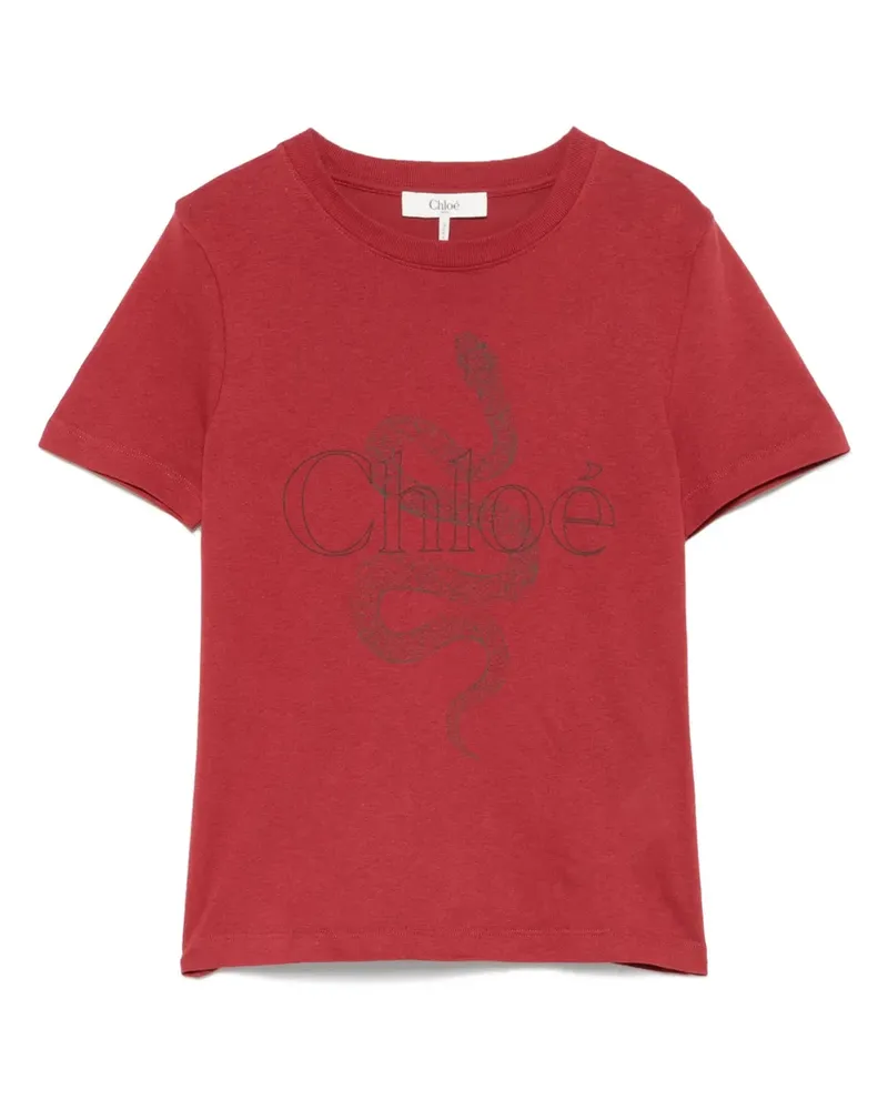 Chloé T-Shirt mit Logo-Print - Rot Rot