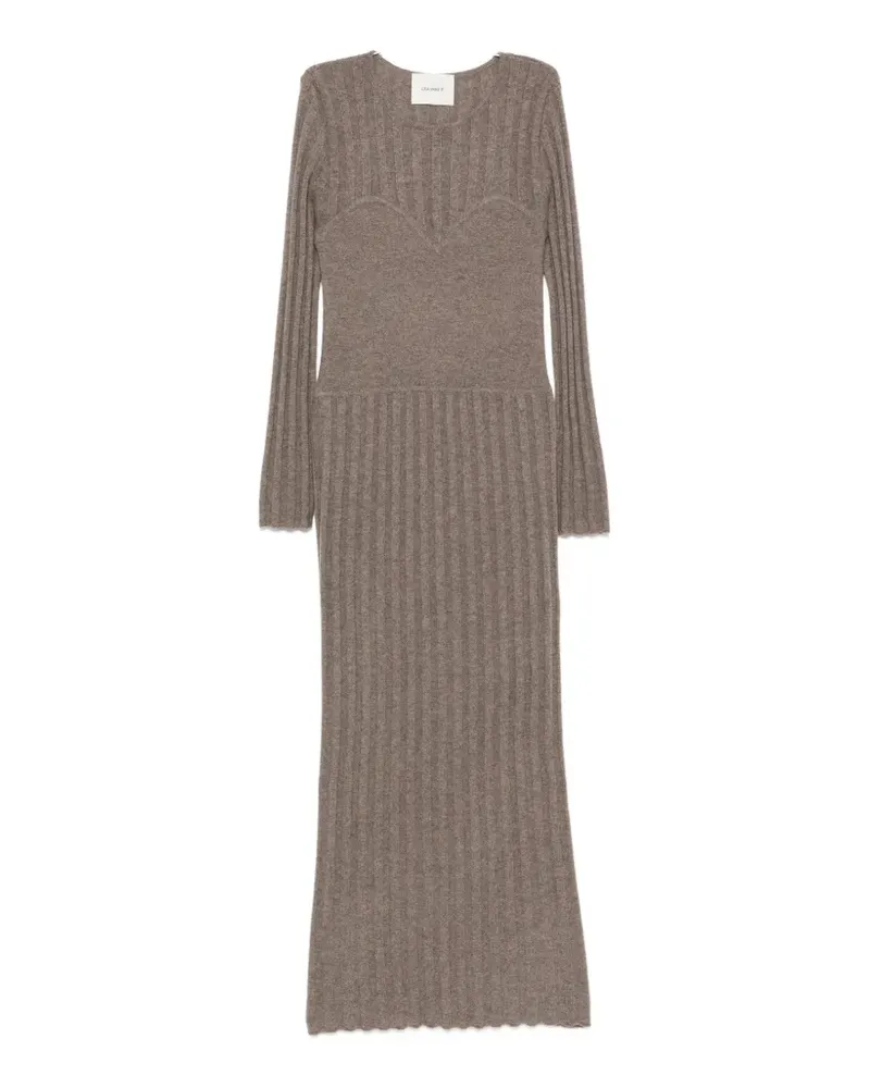 Lisa Yang ribbed-knit long-sleeve maxi dress - Braun Braun