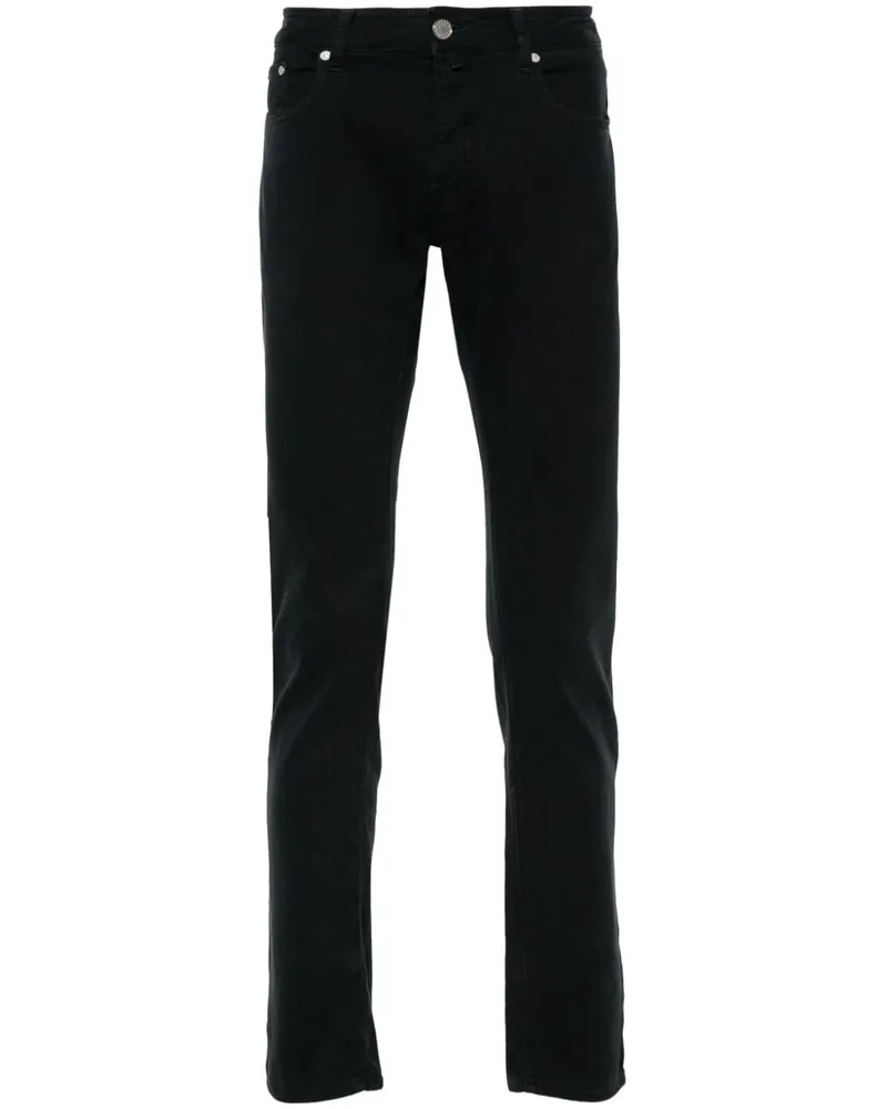 MOORER Halbhohe Straight-Leg-Jeans - Blau Blau