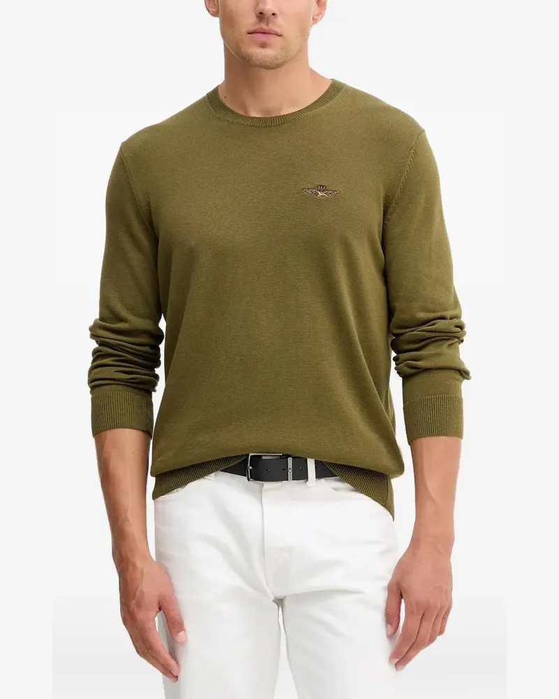Aeronautica Militare embroidered crew-neck sweater - Grün Grün