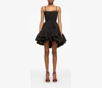 Gerüschtes Kleid mit Falten - Schwarz