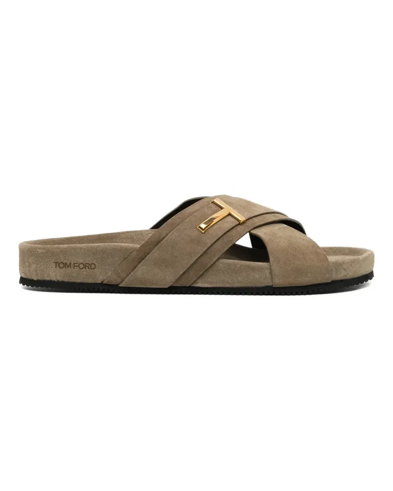 Tom Ford T logo crossover sandals - Nude Nude