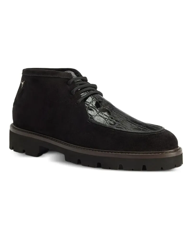 Giuseppe Zanotti Schnürschuhe mit Kroko-Effekt - Schwarz Schwarz