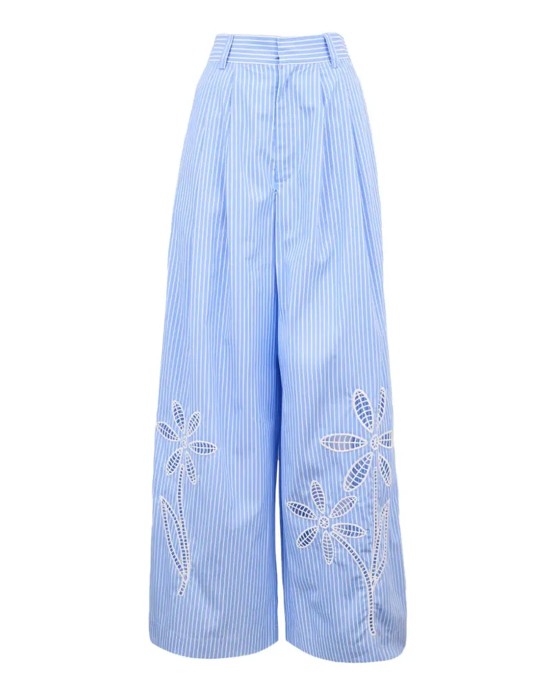 Mira Mikati striped floral-embroidered trousers - Blau Blau