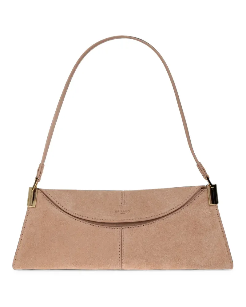 Balmain 64-83 small suede shoulder bag - Rosa Rosa
