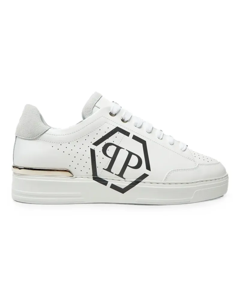 Philipp Plein Hexagon Sneakers mit Logo - Weiß Weiß