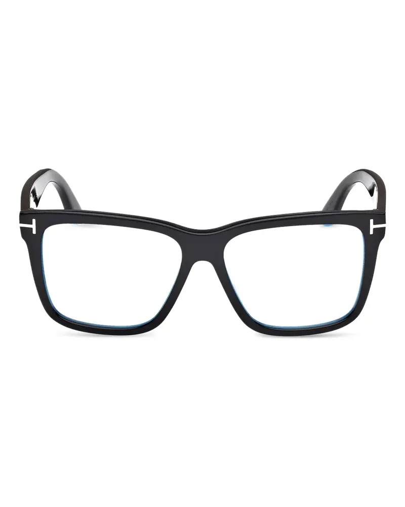 Tom Ford Clip-On-Brille mit eckigem Gestell - Schwarz Schwarz
