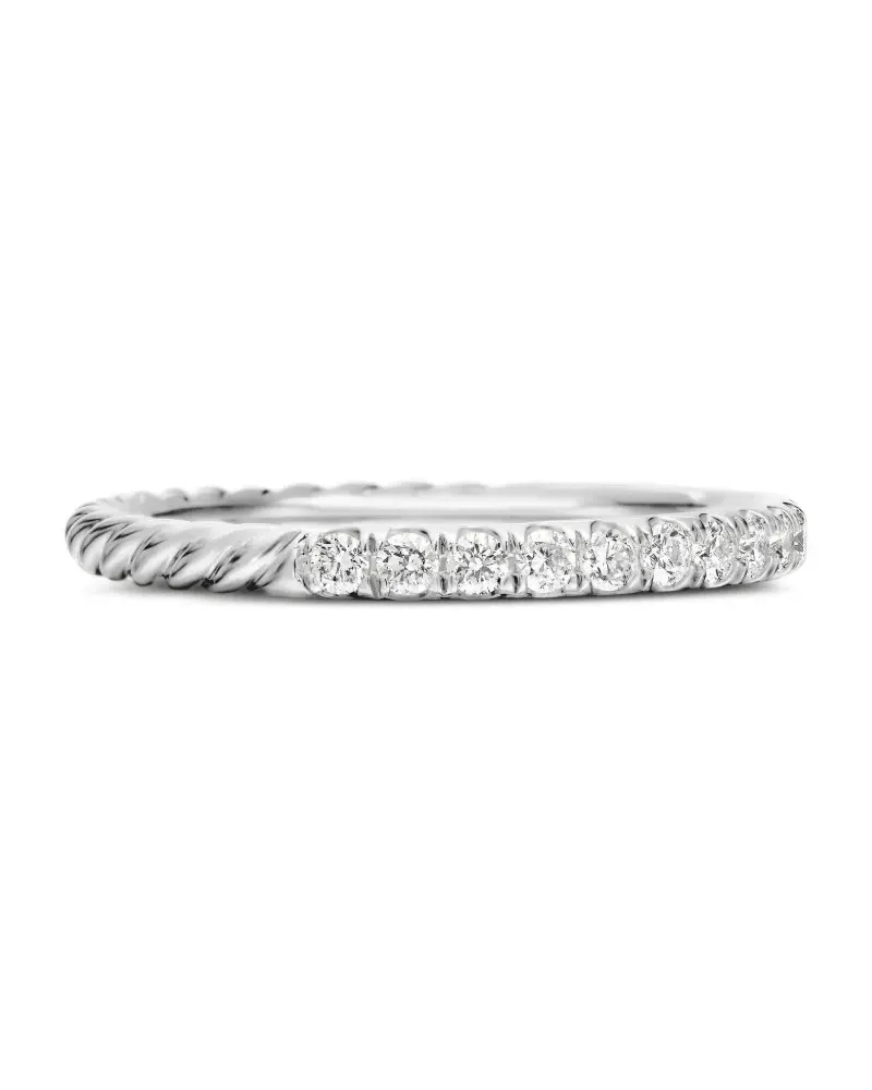 David Yurman 18kt Cable Collectibles Weißgoldring mit Diamant 2mm - Silber Silber
