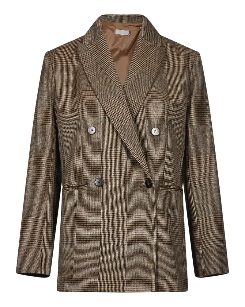 Antonelli Firenze double-breasted Prince of Wales check blazer - Braun Braun