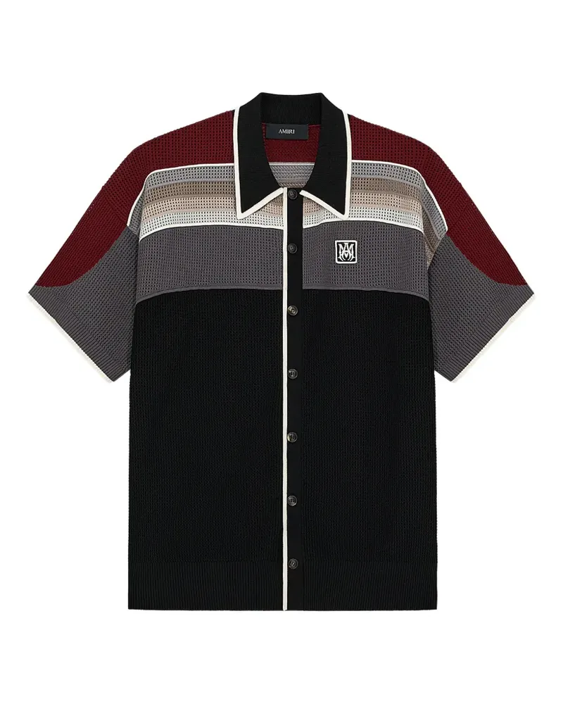 Amiri striped-pattern logo-patch shirt - Schwarz Schwarz