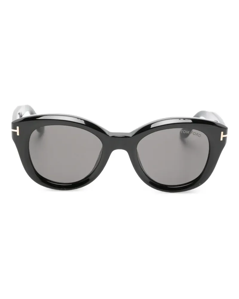 Tom Ford Nika 02 Sonnenbrille mit rundem Gestell - Schwarz Schwarz
