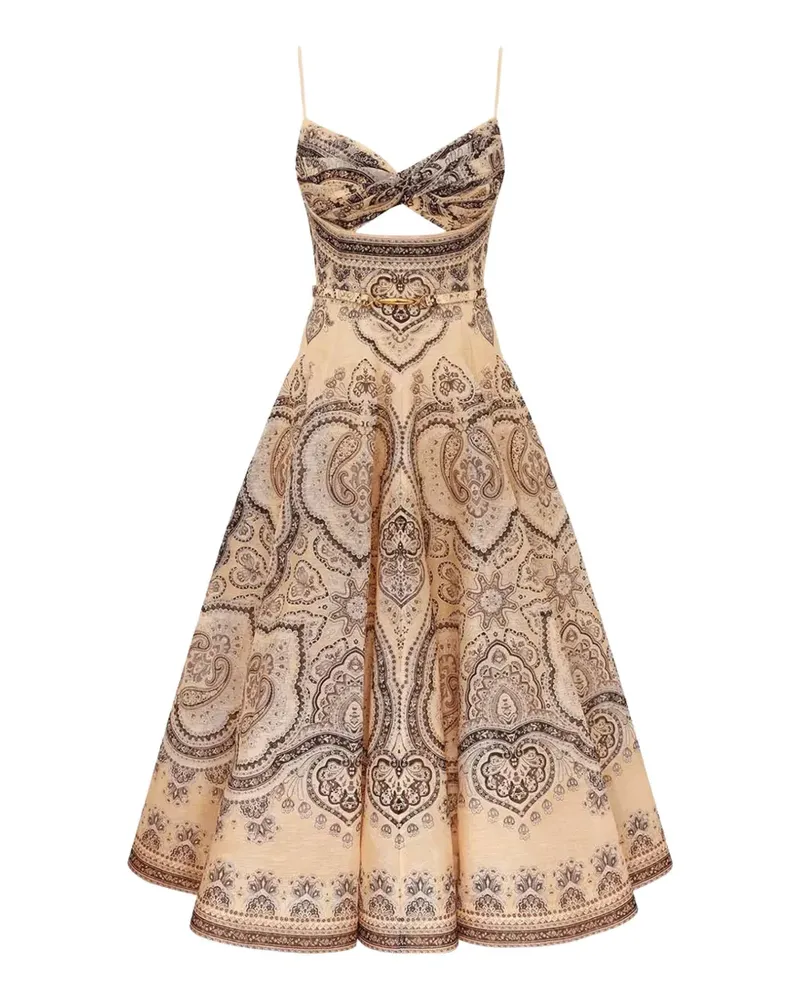 Zimmermann Luna twist printed midi dress - Nude Nude