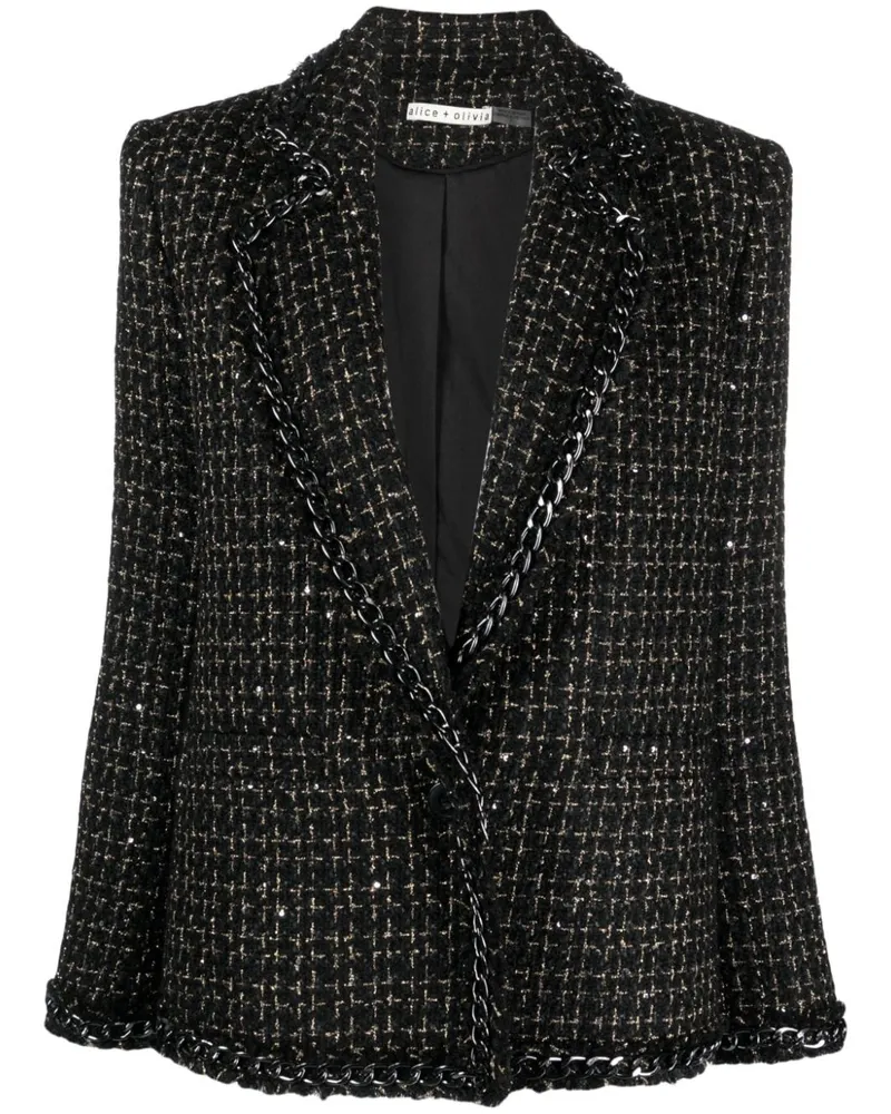 Alice + Olivia Shan Tweed-Blazer Schwarz