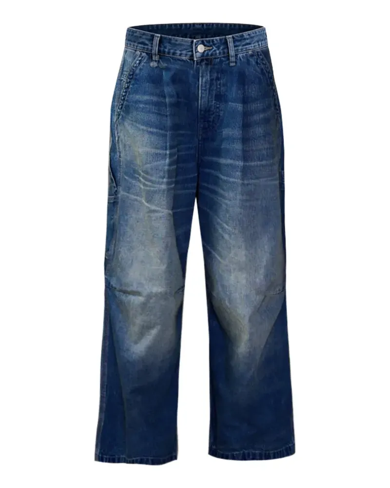 R13 pleated faded-effect jeans - Blau Blau