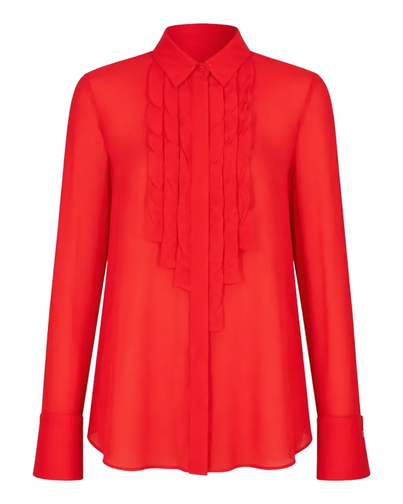 Dorothee Schumacher Georgette ruffled long-sleeve shirt Rot