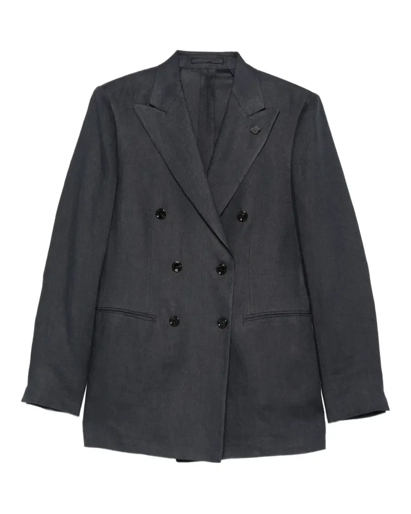 LARDINI double-breasted flower-pin blazer - Blau Blau