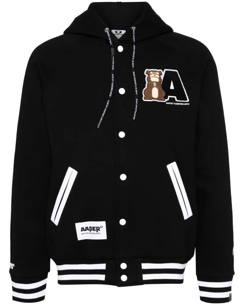 BAPE Kapuzenjacke mit Logo-Patch - Schwarz Schwarz