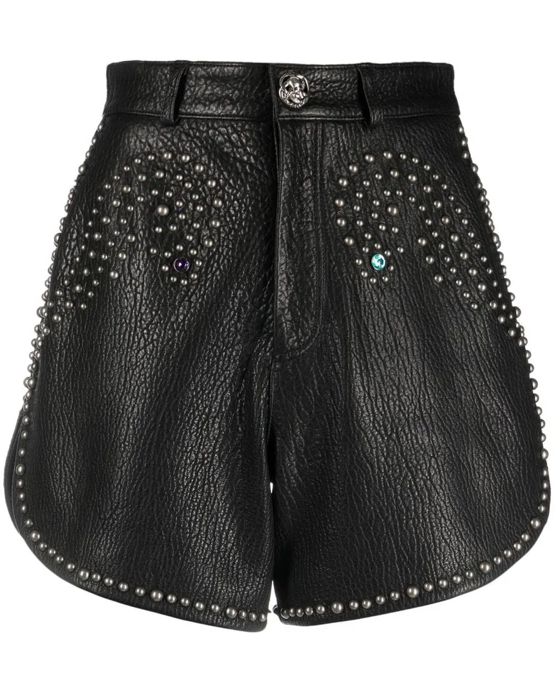 Philipp Plein Lederhose mit Nieten - Schwarz Schwarz