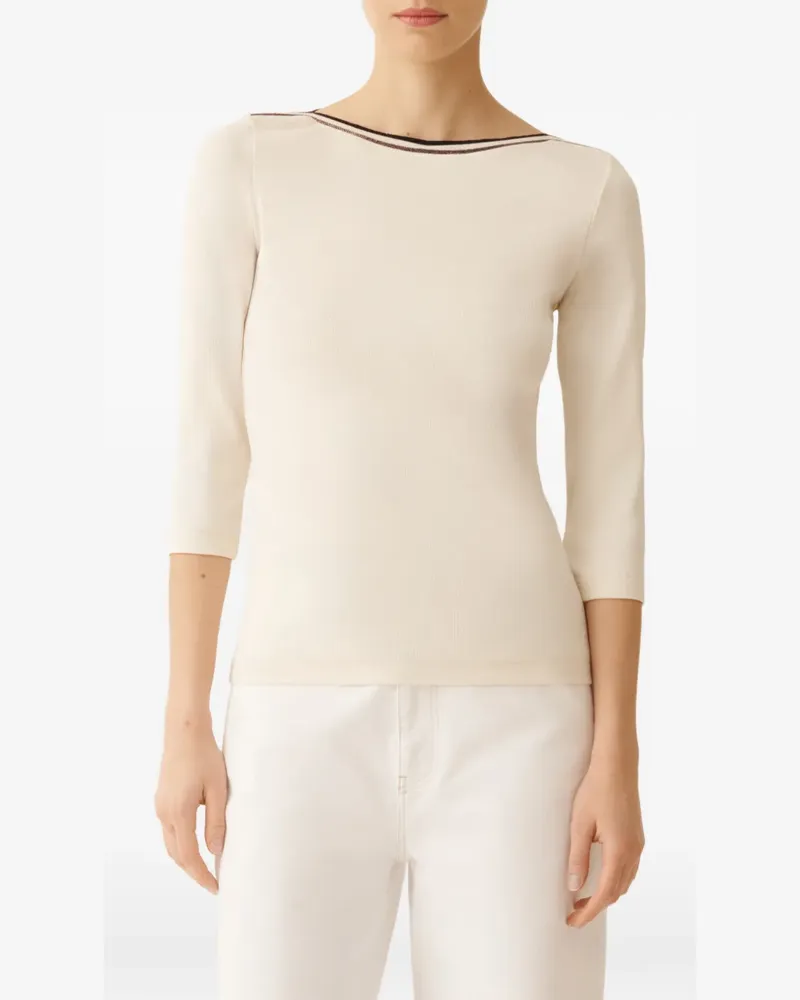 Fabiana Filippi boat-neck striped-detail top - Nude Nude