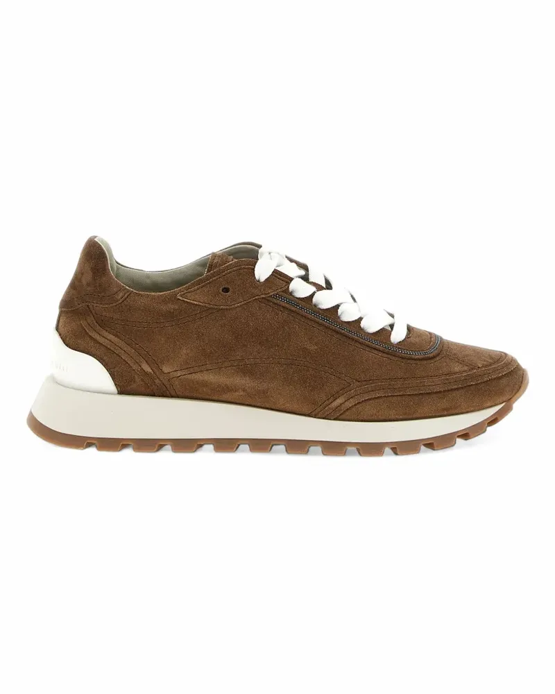 Brunello Cucinelli monili-trim suede sneakers - Braun Braun