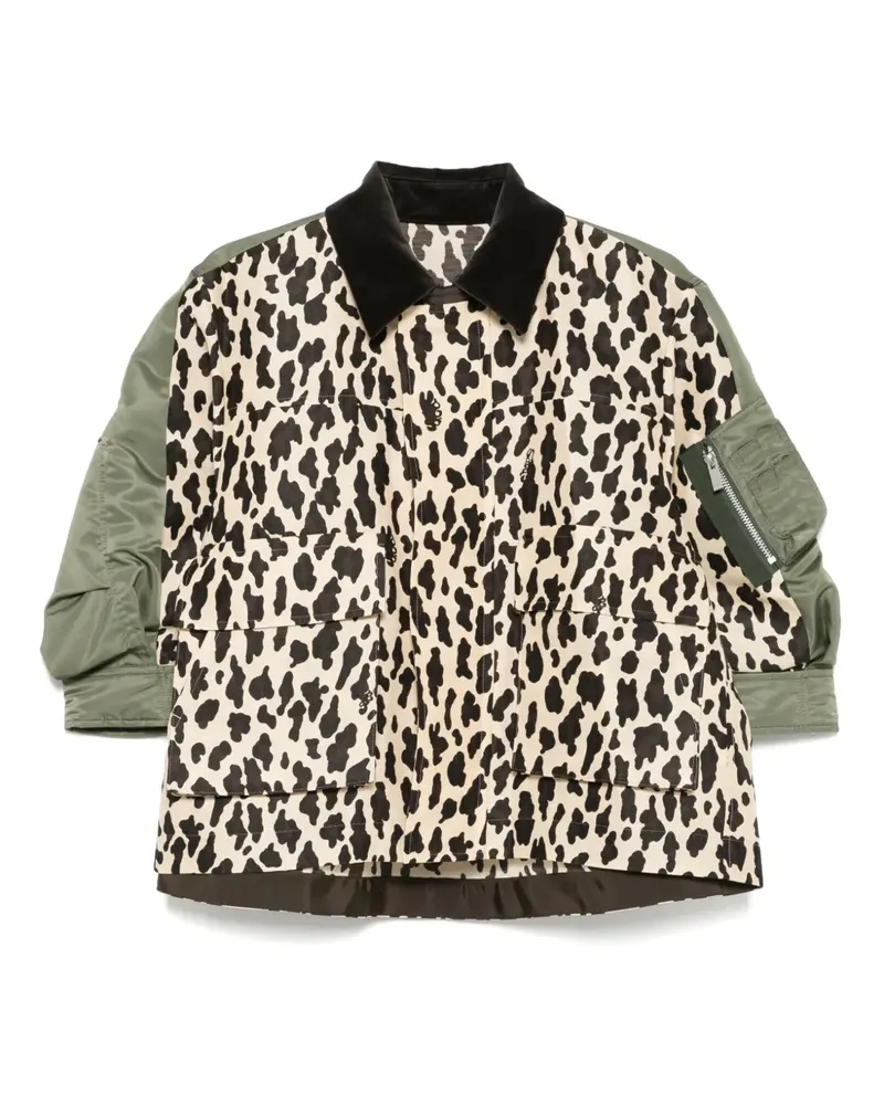 Sacai Bomberjacke mit Leoparden-Print - Grün Grün