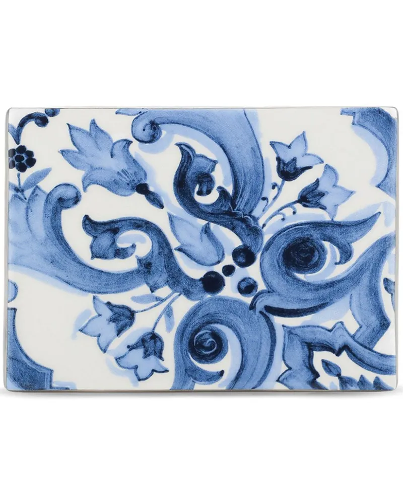Dolce & Gabbana Kleine Untersetzer aus Porzellan (8cm x 10cm) - Blau Blau