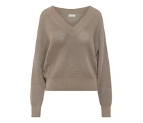 Pullover mit V-Ausschnitt - Nude