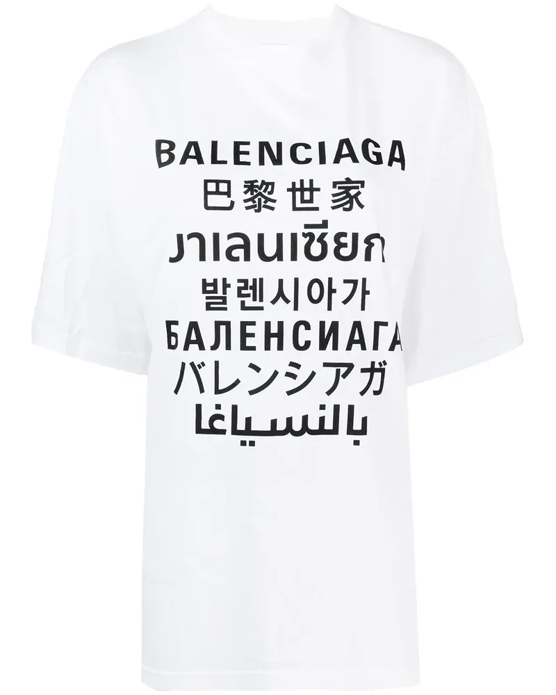 Balenciaga Languages XL T-Shirt - Weiß Weiß