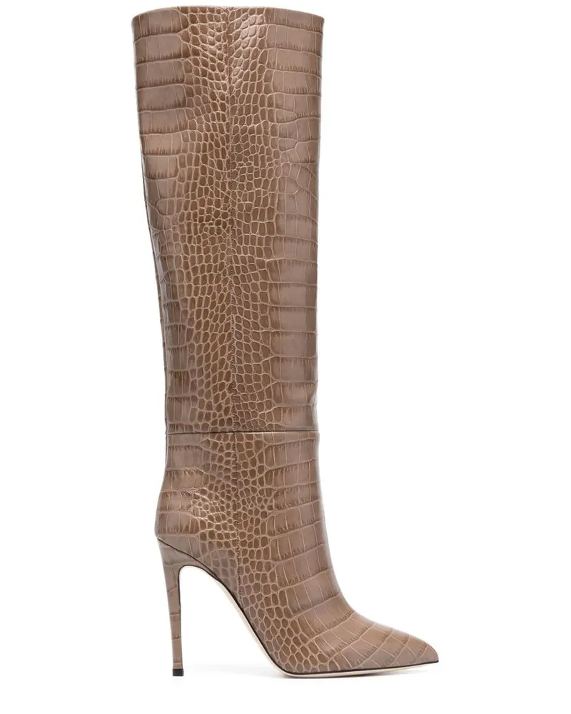Paris Texas Kniehohe Stiefel mit Kroko-Effekt 105mm - Braun Braun