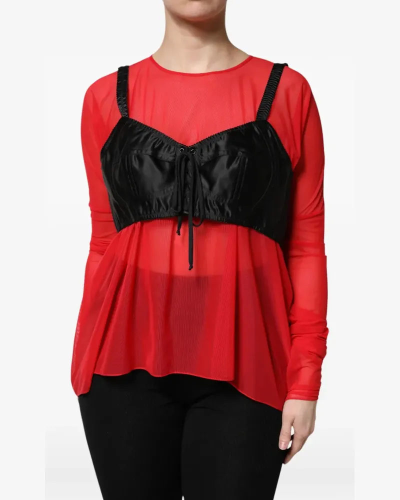 Dolce & Gabbana Bustier-Top im Layering-Look - Rot Rot