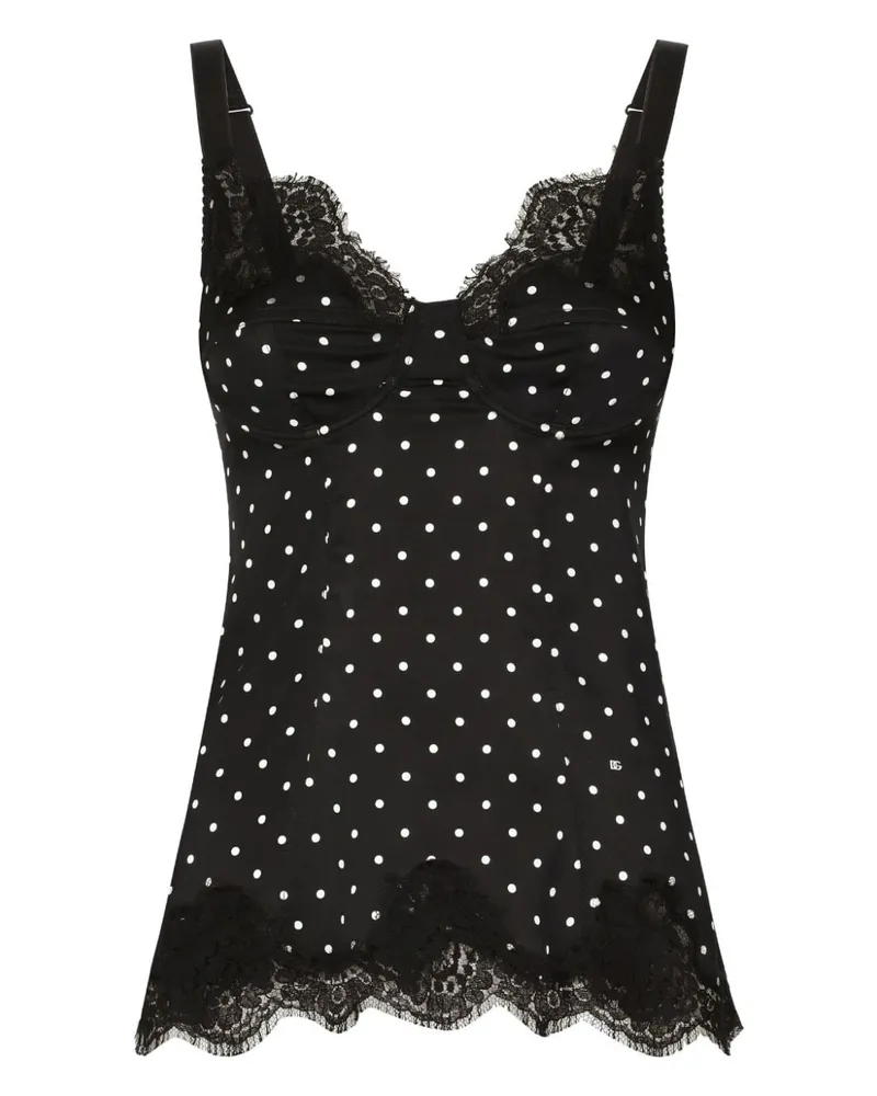 Dolce & Gabbana Gepunktetes Top - Schwarz Schwarz