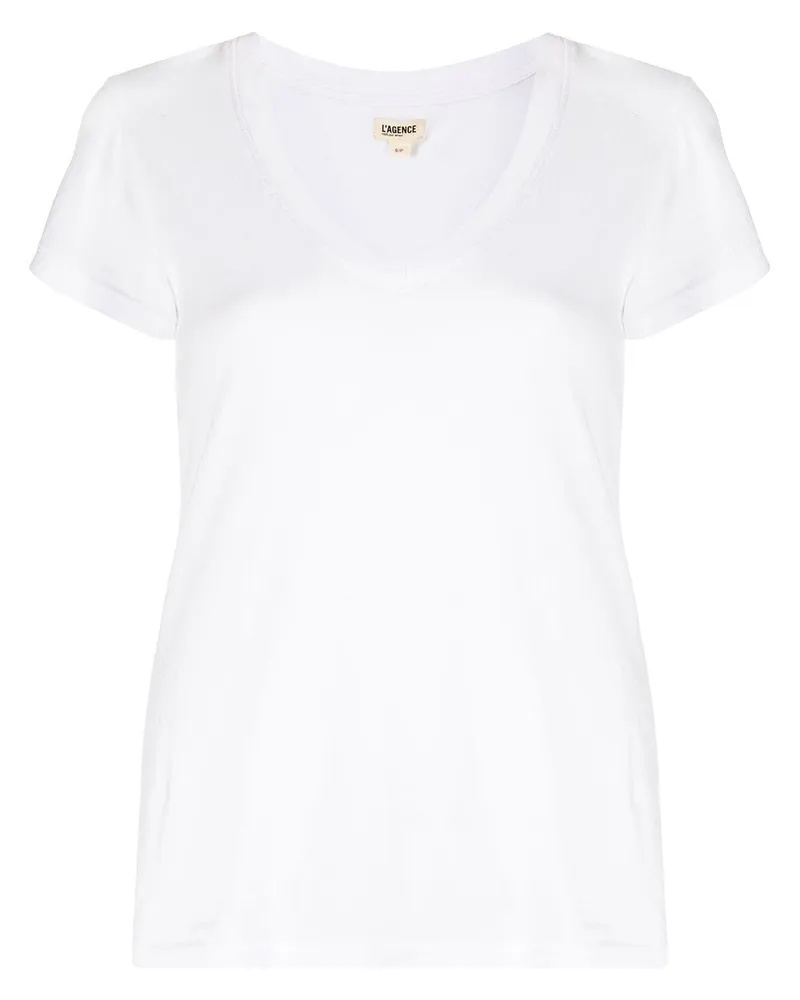 L'Agence T-Shirt mit V-Ausschnitt - Weiß Weiß