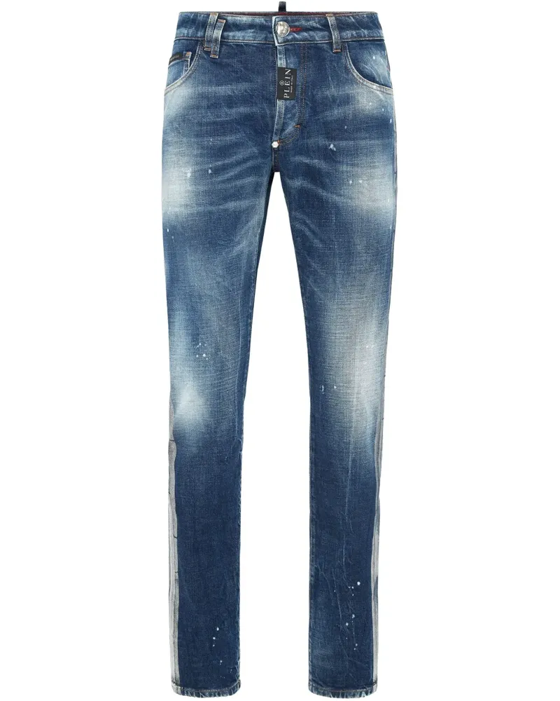 Philipp Plein Gerade Paisley Bandana Jeans - Blau Blau