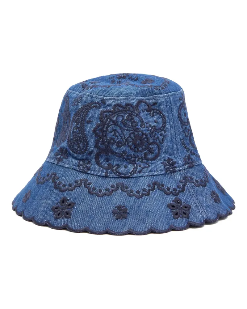 Zimmermann Fischerhut mit Paisley-Stickerei - Blau Blau